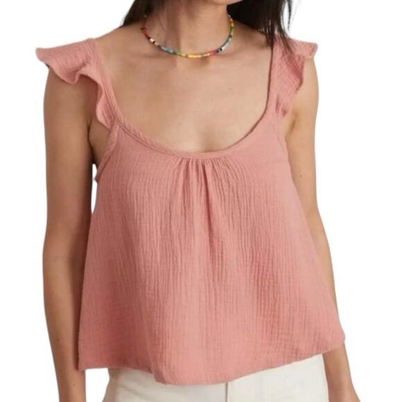 MARINE LAYER Women’s Jude Flutter Sleeve Gauze Tank Top Rosette Pink-Size M‎ - Picture 1 of 7